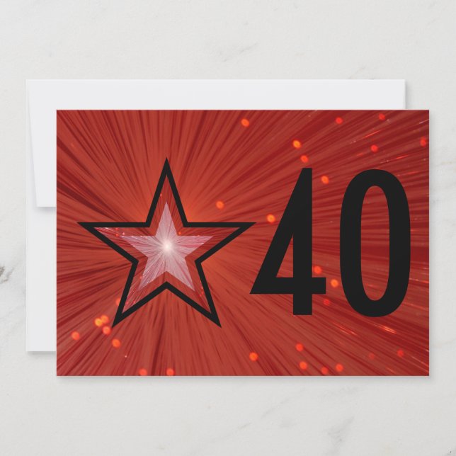Red Star '40' anniversary invitation black back (Front)