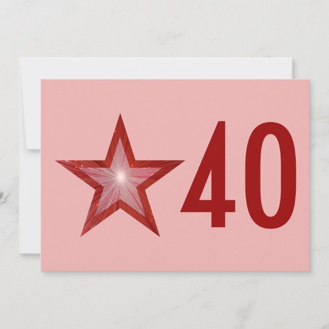 Red Star '40' anniversary invitation pink (Front)