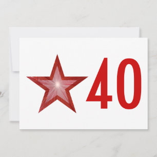 Red Star '40' anniversary invitation white