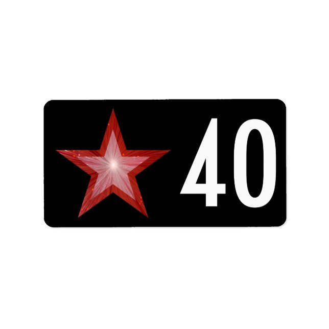 Red Star '40' label medium black (Front)