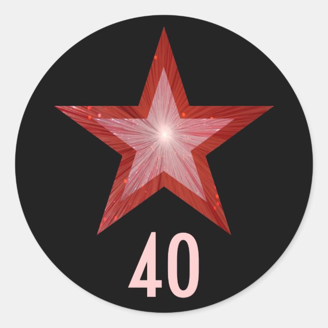 Red Star "40" round sticker black (Front)