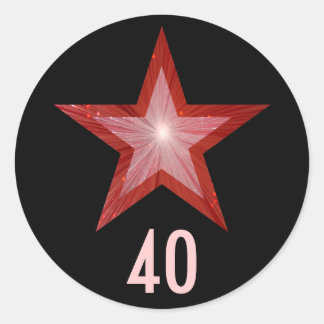 Red Star "40" round sticker black