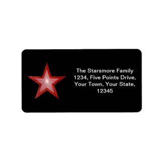 Red Star address label medium black