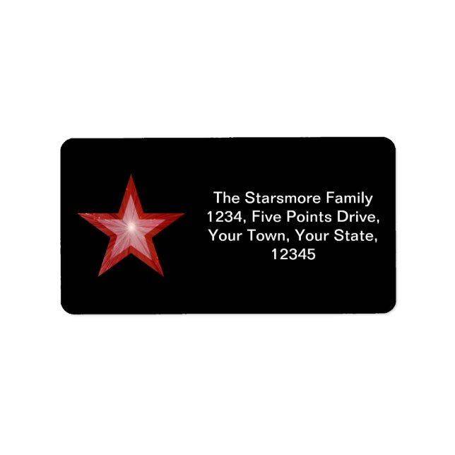 Red Star address label medium black (Front)