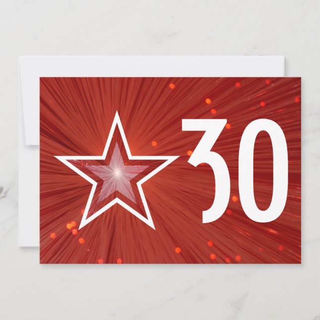 Red Star 'Age' birthday invitation (Front)