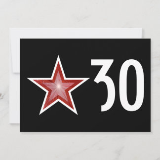 Red Star 'Age' birthday invitation black