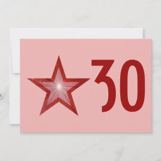 Red Star 'Age' birthday invitation pink