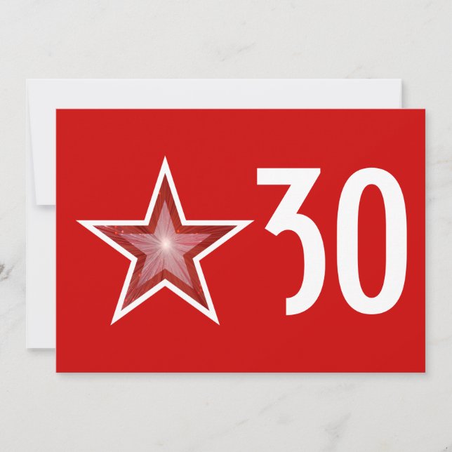 Red Star 'Age' birthday invitation red (Front)