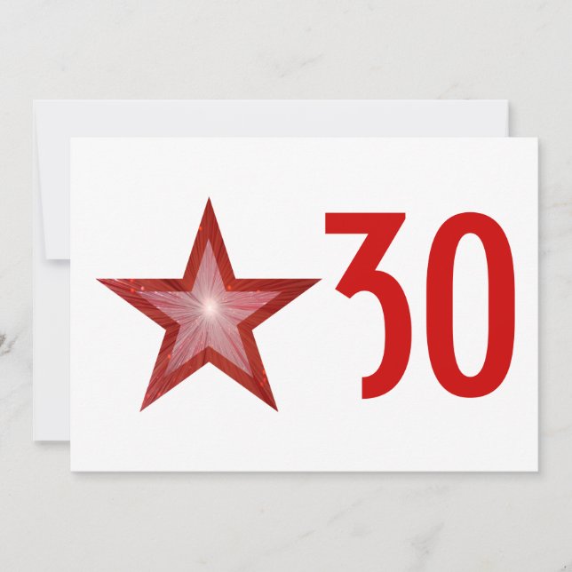 Red Star 'Age' birthday invitation white (Front)