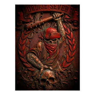 Red Star Belgrade Ultras Hooligan Embossed Poster