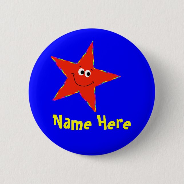 Red Star Birthday Party Button (Front)
