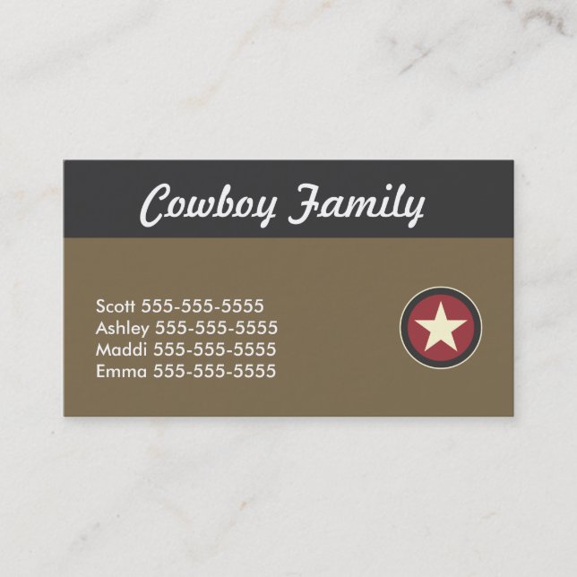Red Star, Black and Tan Business Card (Front)