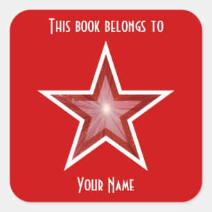 Red Star bookplate sticker red
