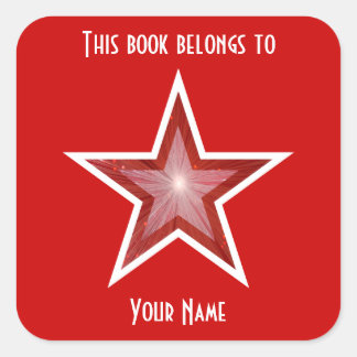 Red Star bookplate sticker red