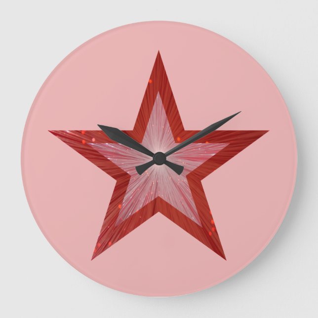 Red Star clock round pink (Front)