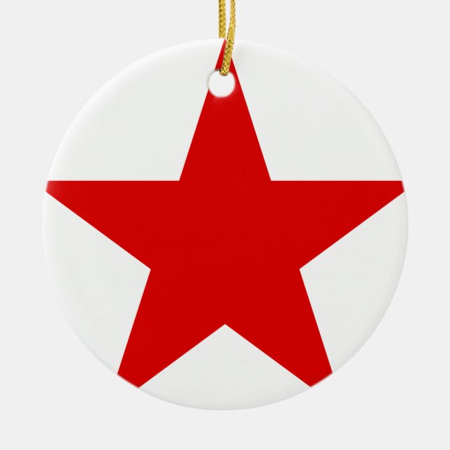 Red Star Communist Socialist Ceramic Tree Decoration (Front)