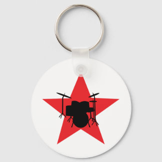 red star drum drummer key ring