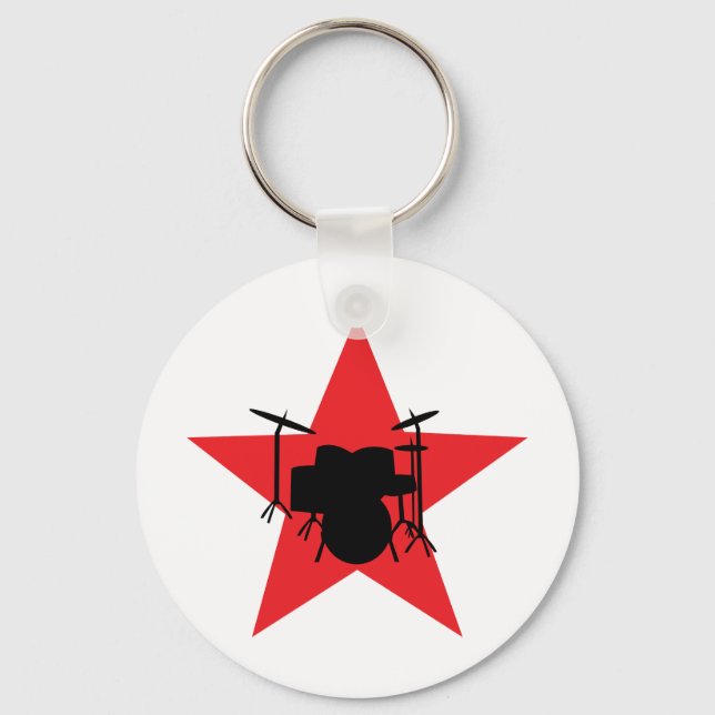 red star drum drummer key ring (Front)