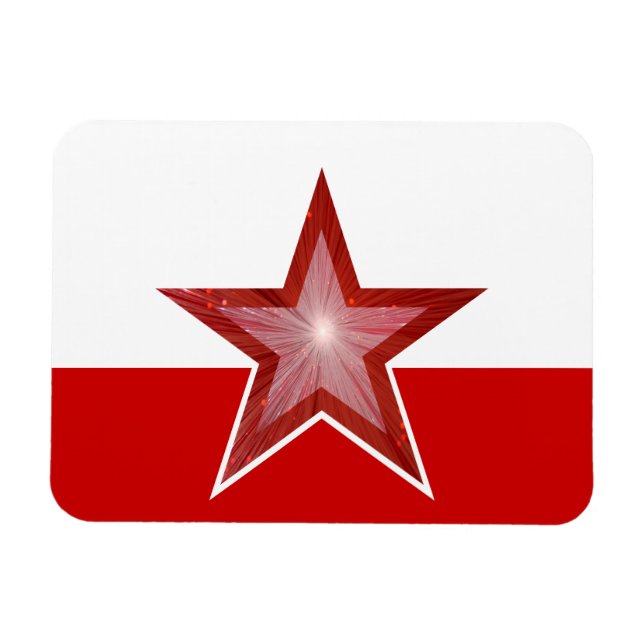 Red Star flexible magnet white red (Horizontal)