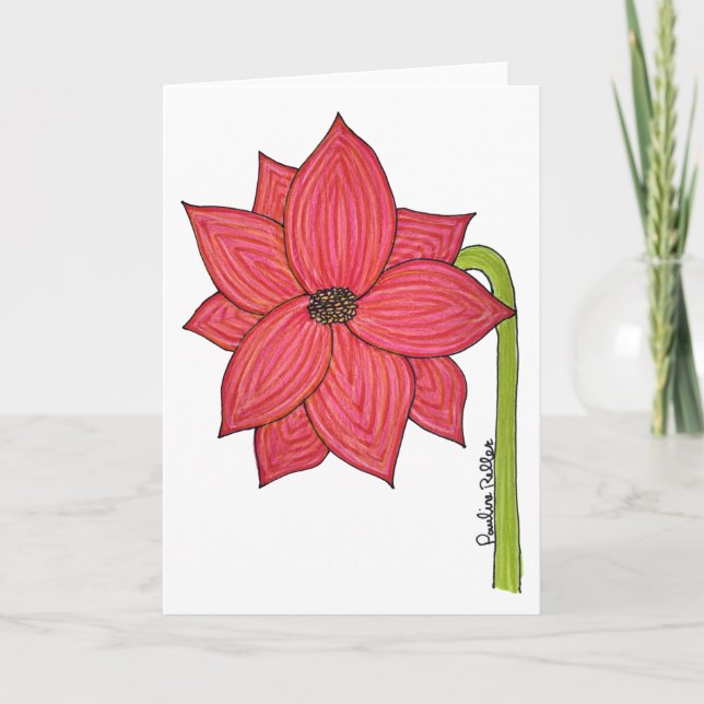 Red Star Flower Blank Card (Front)