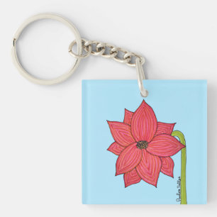Red Star Flower Key Ring