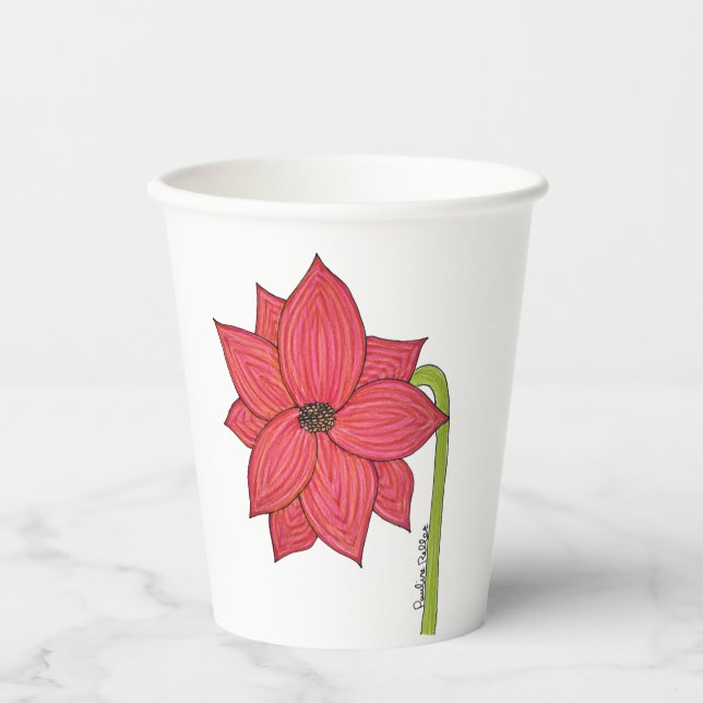 Red Star Flower Paper Cups (Front)