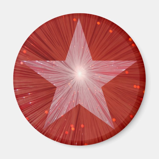 Red Star fridge magnet round (Front)