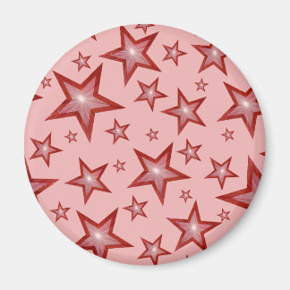 Red Star fridge magnet round pink