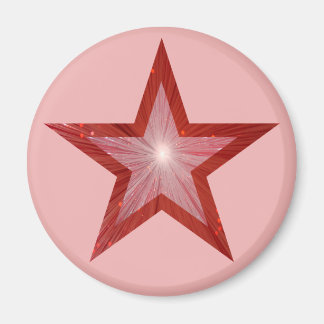 Red Star fridge magnet round pink