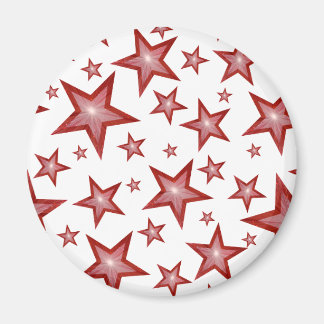 Red Star fridge magnet round white