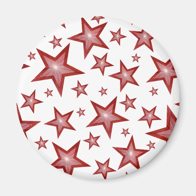 Red Star fridge magnet round white (Front)