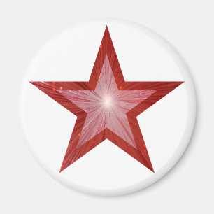 Red Star fridge magnet round white