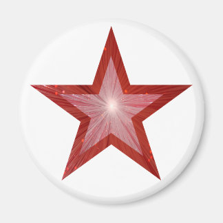 Red Star fridge magnet round white