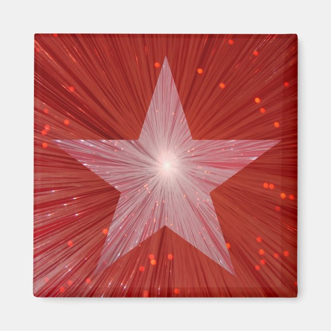 Red Star fridge magnet square (Front)