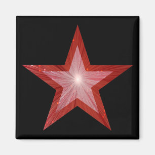 Red Star fridge magnet square black
