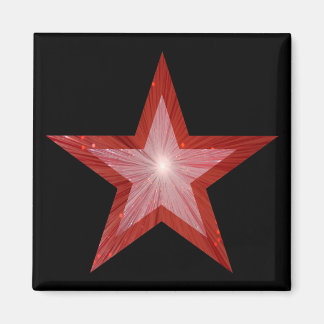 Red Star fridge magnet square black