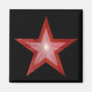 Red Star fridge magnet square black
