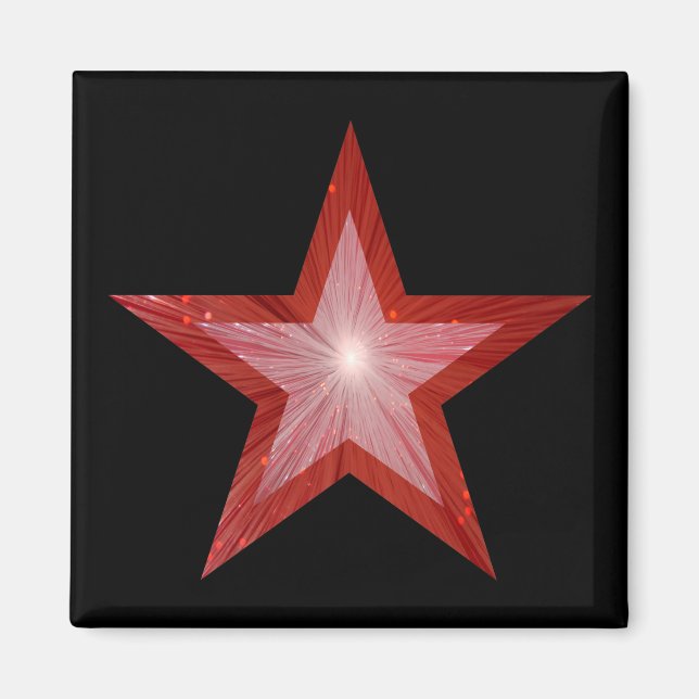 Red Star fridge magnet square black (Front)