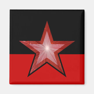 Red Star fridge magnet square black red