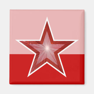 Red Star fridge magnet square cream pink