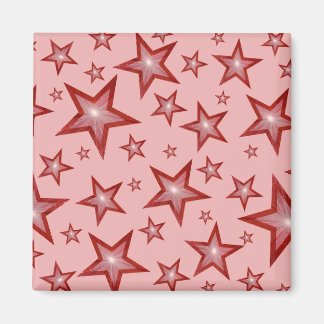 Red Star fridge magnet square pink
