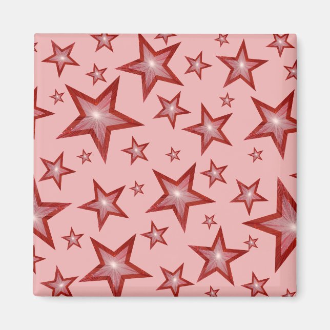 Red Star fridge magnet square pink (Front)