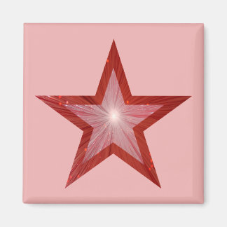 Red Star fridge magnet square pink