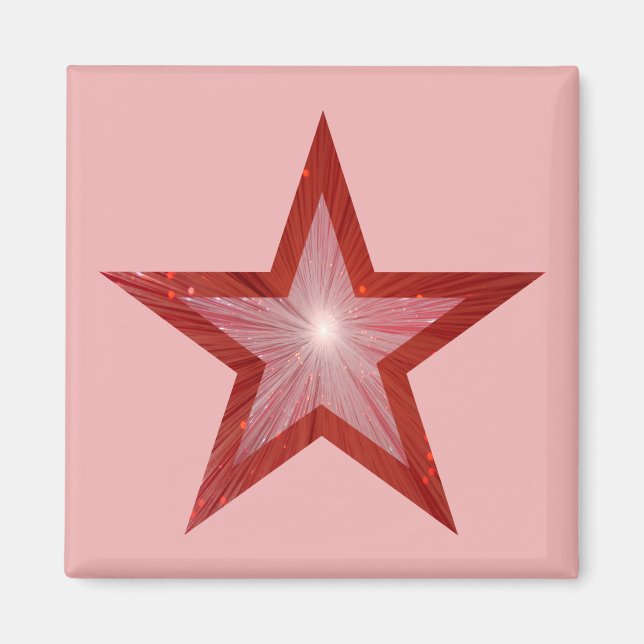 Red Star fridge magnet square pink (Front)