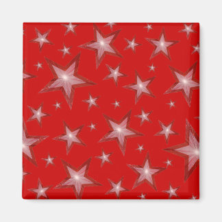 Red Star fridge magnet square red