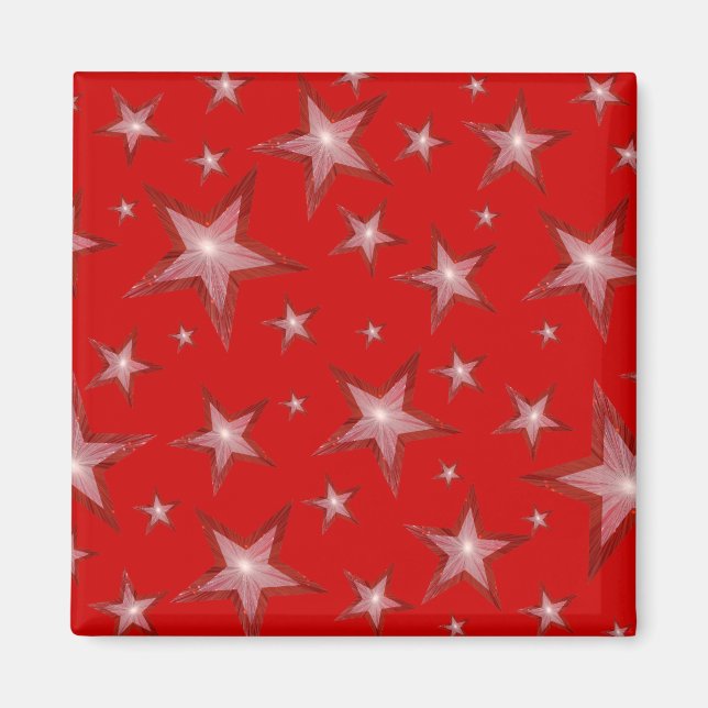 Red Star fridge magnet square red (Front)