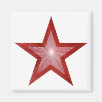 Red Star fridge magnet square white