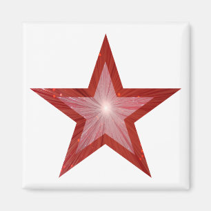 Red Star fridge magnet square white