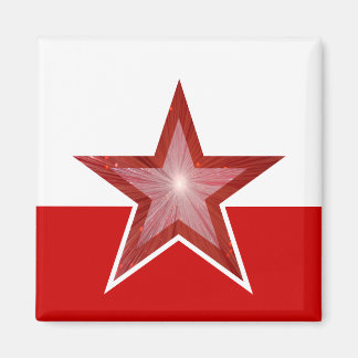 Red Star fridge magnet square white red