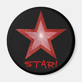 Red Star fridge 'STAR!' magnet round black